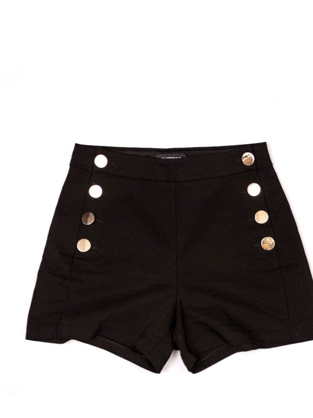 Express Black High-Waist Sailor-Style Button Shorts